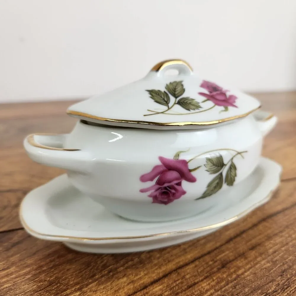 Vintage Royal Sealy Rose Floral sugar bowl White Bone China Floral Flowers